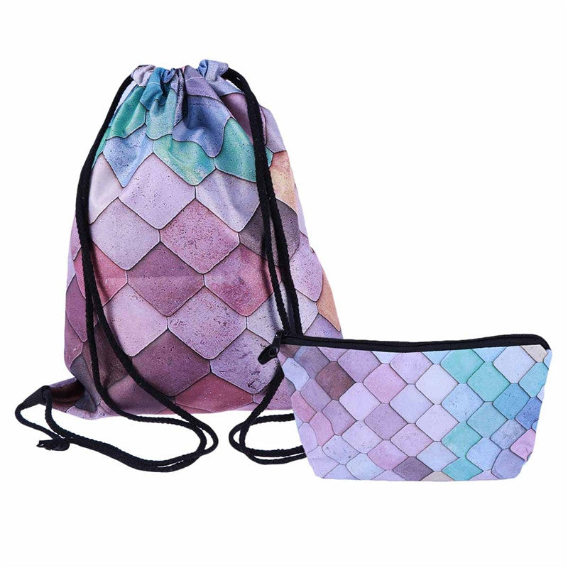 Drawstring Bag And Coin Purse Set Cute Cartoon Small Fresh Printed Drawstring Storage Harness