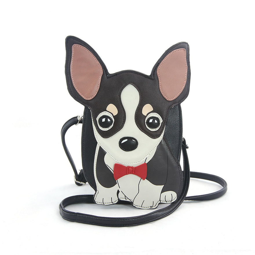 Sleepyville Critters - Chihuahua With Bow Tie Crossbody Bag In Vinyl Material