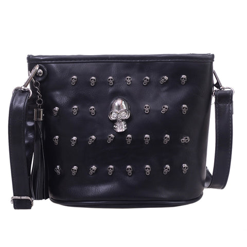 Skull Design Women Messenger Bags Handbags Shoulder Bags Satchel Clutch Girl Black Skull