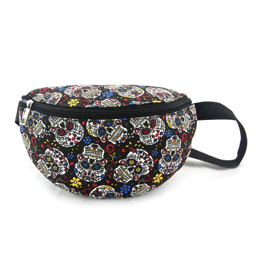 Sugar Skull Fanny Pack In Canvas Material