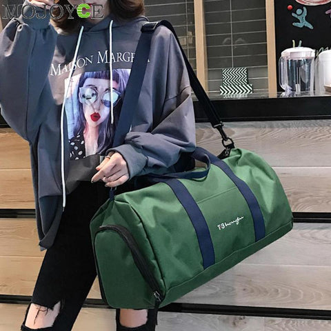 Women Men Travel Shoulder Bag Barrel Shape Unisex High Capacity Travel Bag Casual Nylon Handbags