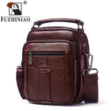 Fuzhiniao Genuine Cow Leather Messenger Bag Men Handbag Chest Crossbody Shoulder Bag Tas Business