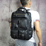 Men Crazy Horse Cowhide Rucksack Daypack Travel Large Capacity Knapsack School Bag Genuine