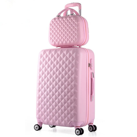 Korea Fashion 14 26Inches Abs+Pc Travel Luggage Bags Sets On 8-Universal Wheels,Girl Candy Color