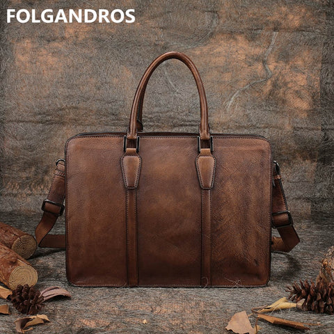 Designer Handmade Business Briefcases Men Women Genuine Leather Top Handle Shoulder Bag Vintage