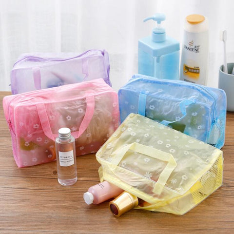 Women Travel  Transparent Cosmetic Bag Zipper Trunk Makeup Case  Make Up Bags Handbag Organizer
