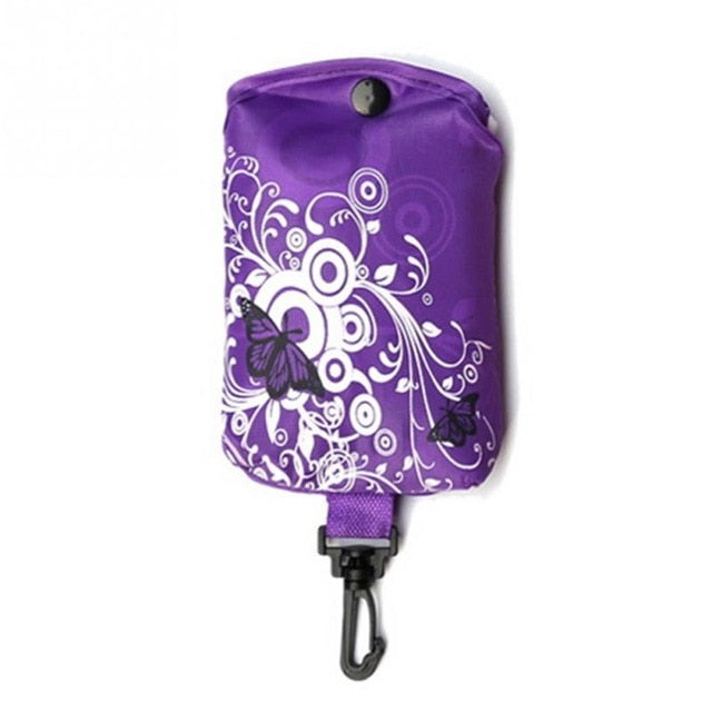 Foldable Shopping Bag Butterfly Flower Oxford Fabric Shoulder Bag Portable Eco-Friendly Grocery