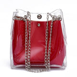 Dcos Women Small Bucket Bags Plastic Transparent Totes Composite Chain Bag Female Mini Jelly
