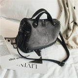 Herald Fashion Women Top-Handle Bags With Rivets High Quality Leather Female Shoulder Bag Large