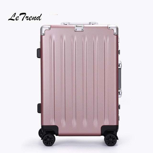 Letrend 24 29 Inch Aluminium Frame Rolling Luggage Spinner Trolley Solid High-Grade Travel Bag