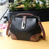 Women Handbag Leather Small Doctor Bag Women Shoulder Bag Female Crossbody Handbag Lock Chain