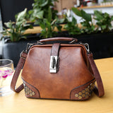 Women Handbag Leather Small Doctor Bag Women Shoulder Bag Female Crossbody Handbag Lock Chain