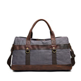 Crazy Horse Leather Canvas Travel Bag Large Capacity Luggage Bag Men Shoulder Travel Duffel Bags