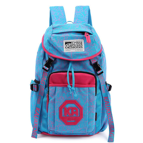 Kaukko Fashion Unisex Men Women Large-Capacity Drawstring Canvas Backpack Rucksack Student School