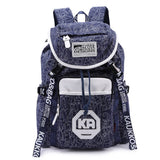 Kaukko Fashion Unisex Men Women Large-Capacity Drawstring Canvas Backpack Rucksack Student School