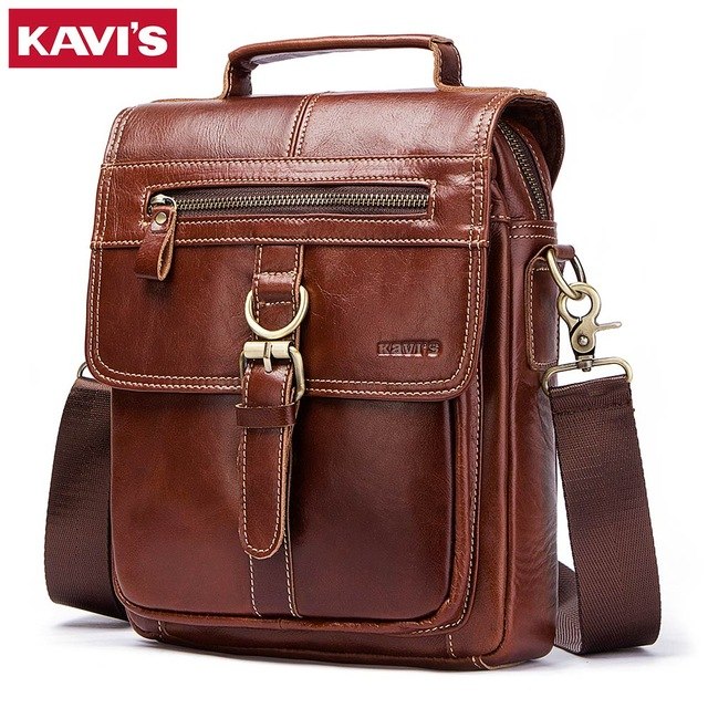 Kavis High Quality Real Genuine Leather Messenger Bags Men Handbag Bolsas Travel Brand Sling