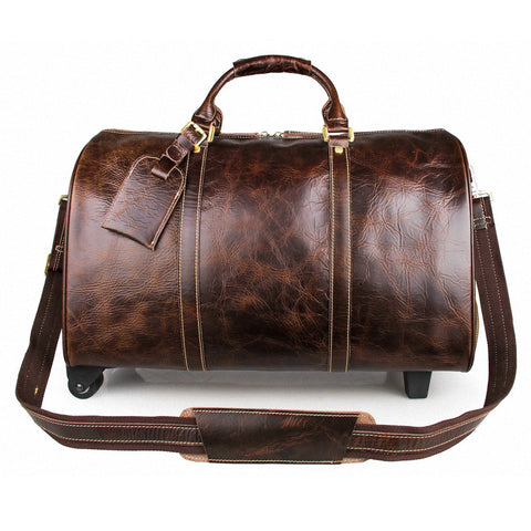 New Men'S Genuine Leather Travel Bag Vintage Cow Leather Luggage Bag Travel Duffle Large Capacity