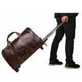 New Men'S Genuine Leather Travel Bag Vintage Cow Leather Luggage Bag Travel Duffle Large Capacity