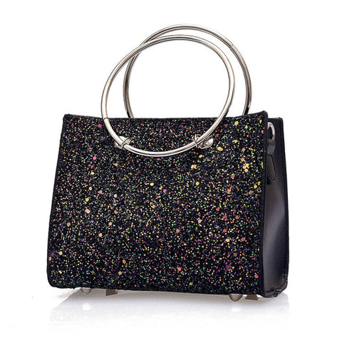 2Pcs Girls Women Retro Female Bling Sequins Crossbody Shoulder Bag Handbag