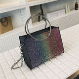 2Pcs Girls Women Retro Female Bling Sequins Crossbody Shoulder Bag Handbag