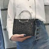 2Pcs Girls Women Retro Female Bling Sequins Crossbody Shoulder Bag Handbag