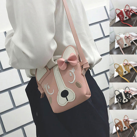 Children Cute Animal Bowknotl Leather Handbag Shoulder Bag Mini Crossbody Bag