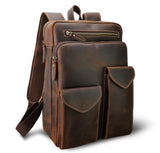 News  Men'S Genuine Leather Vintage Backpack Multifunctional Mountaineering Shoulder Bag Military
