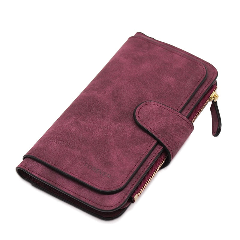 Brand Designer Leather Phone Wallets Women Purses Long Zipper Red