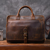 Men Brand Vintage Briefcases Genuine Leather Business Document Computer Briefcase Large Capacity
