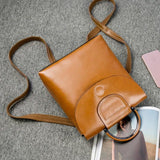 Vintage Genuine Leather Backpack Female Stylish Small Oix Wax Real Leather Bagpack For Girls
