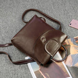 Vintage Genuine Leather Backpack Female Stylish Small Oix Wax Real Leather Bagpack For Girls