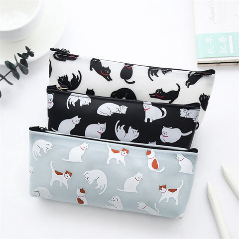 Cats Silicone Gift School Pen Case Cosmetic Makeup Storage Bag Purse