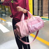 Fashion Unisex Letter Travel Bag Women Training Gym Shoulder Handbag Men Nylon Sports Tote