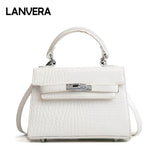 Lanvera Brand Women Totes Mini Solid Rivet Lock Alligator Handbag Hotsale Ladies Evening Clutch