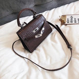 Lanvera Brand Women Totes Mini Solid Rivet Lock Alligator Handbag Hotsale Ladies Evening Clutch