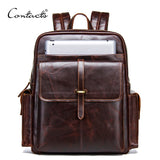 Contact'S 100% Cowhide Leather Men'S Backpack For 13 Inch Laptop Genuine Leather Bagpack Casual