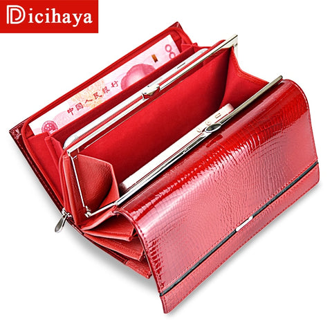Dicihaya Genuine Leather Women Wallet Multifunction Womens Wallets Brand Purses Carteira Femme