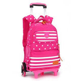 Baijiawei Six-Wheeled Removable Trolley Backpack Spine Protection School Bags Boys Girls Waterproof