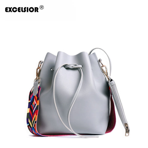 Excelsior Hot Sale High Qulity Pu Leather Women'S Handbag New Fashionable Bucket Bag Messenger Bags
