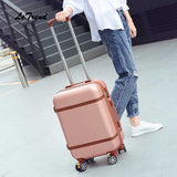 Letrend Vintage Abs+Pc Rolling Luggage Spinner Trolley Women Travel Bag 20 Inch Cabin Suitcases