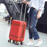 Letrend Vintage Abs+Pc Rolling Luggage Spinner Trolley Women Travel Bag 20 Inch Cabin Suitcases
