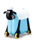 Letrend Cute Cartoon Children Motorcycle Rolling Luggage Trolley Suitcases Wheels Travel Bag