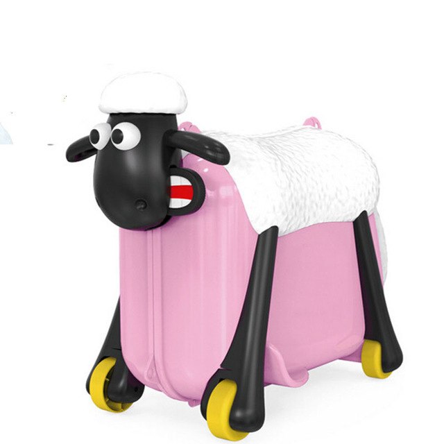 Letrend Cute Cartoon Children Motorcycle Rolling Luggage Trolley Suitcases Wheels Travel Bag