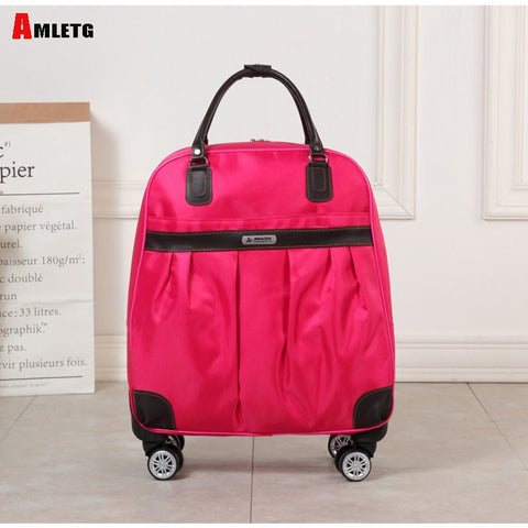 Amletg New Hot Fashion Women'S Brand Caster Casual Solid Color 4 Color Case Rolling Luggage Trolley