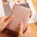 Fashion Top Quality Small Wallet Pu Matte Leather Purse Short Female Coin Wallet Zipper Clutch Coin
