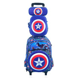 Hot 4Pcs/Set Climb The Stairs School Bag Cartoon Captain America Students Suitcase Children Luggage