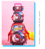 Hot 4Pcs/Set Climb The Stairs School Bag Cartoon Captain America Students Suitcase Children Luggage