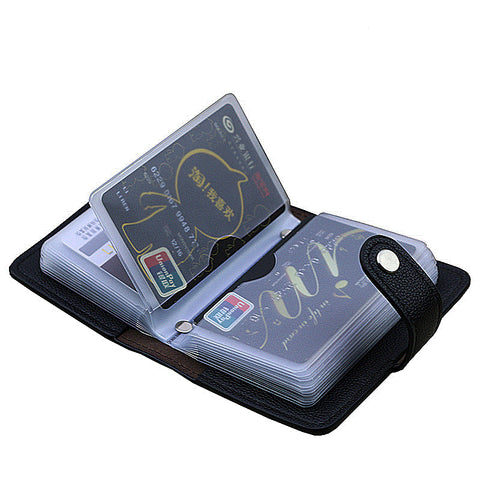 New 24 Slots Fashion Pu Leather Business Card Holder Organizer Hasp Men Women Bank Credit Card