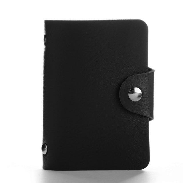 New 24 Slots Fashion Pu Leather Business Card Holder Organizer Hasp Men Women Bank Credit Card