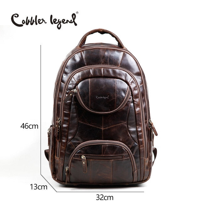 Cobbler Legend Famous Brands 2018 Men Large Capacity Cow Leather Backpack Big Size Travel Bags